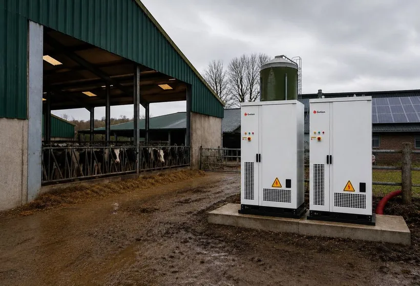 Twee Gotion-units naast de ligboxenstal